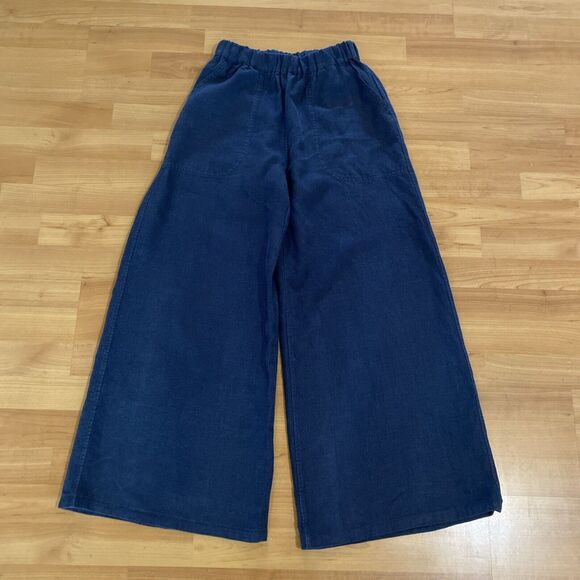 Pilgrim Miller Blue Linen Wide Leg Pull On Pants Womens-‎ Size 1 - Picture 1 of 12
